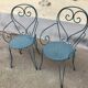 1 Table and 2 wrought iron garden chairs 1950 vintage