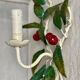 Pair of cherry metal wall lights, white and green, vintage 1970s.
