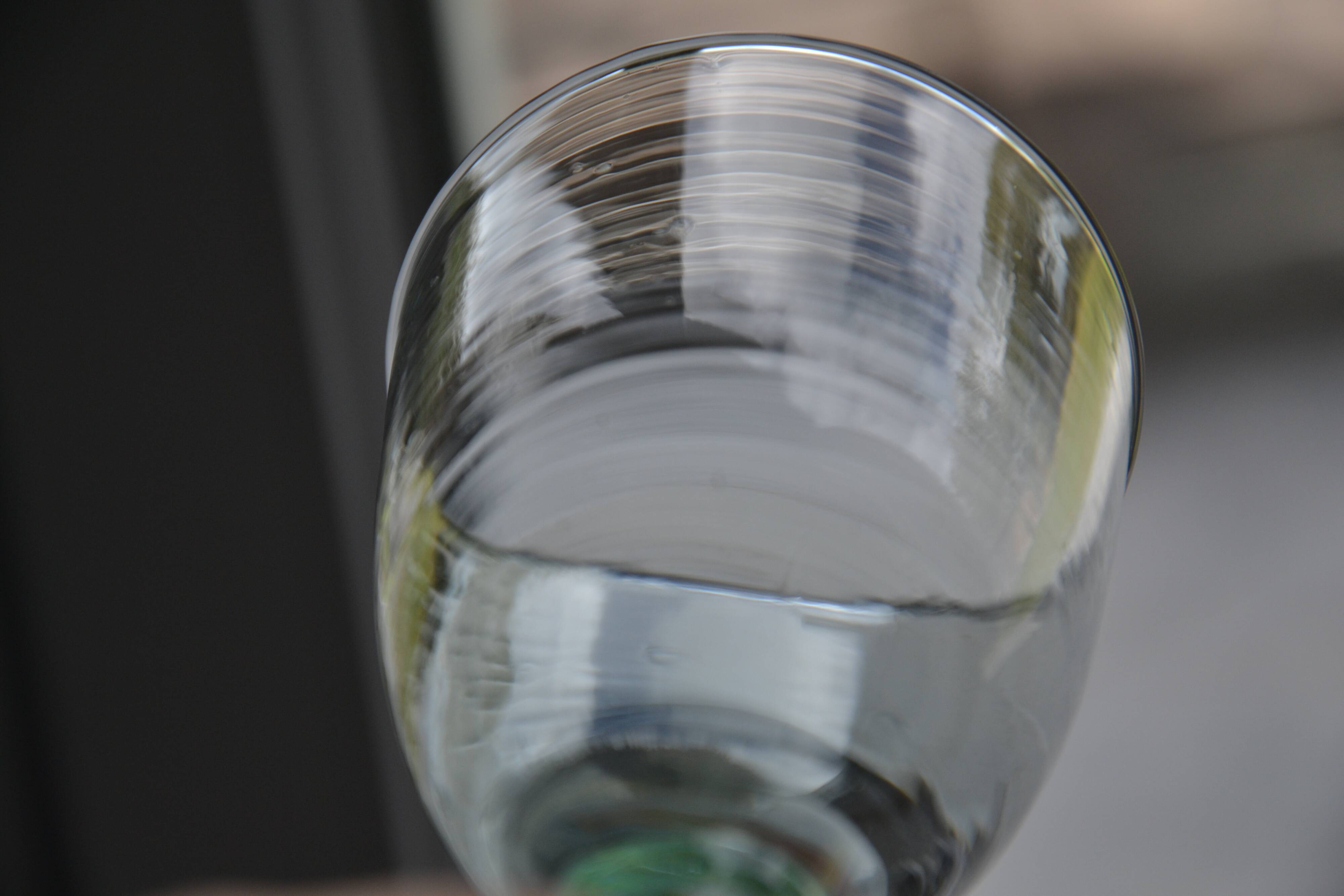 Set of hand-blown stemmed bubble glasses