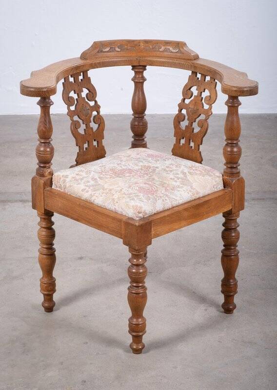 Vintage Danish Oak Corner Chair, 1940s