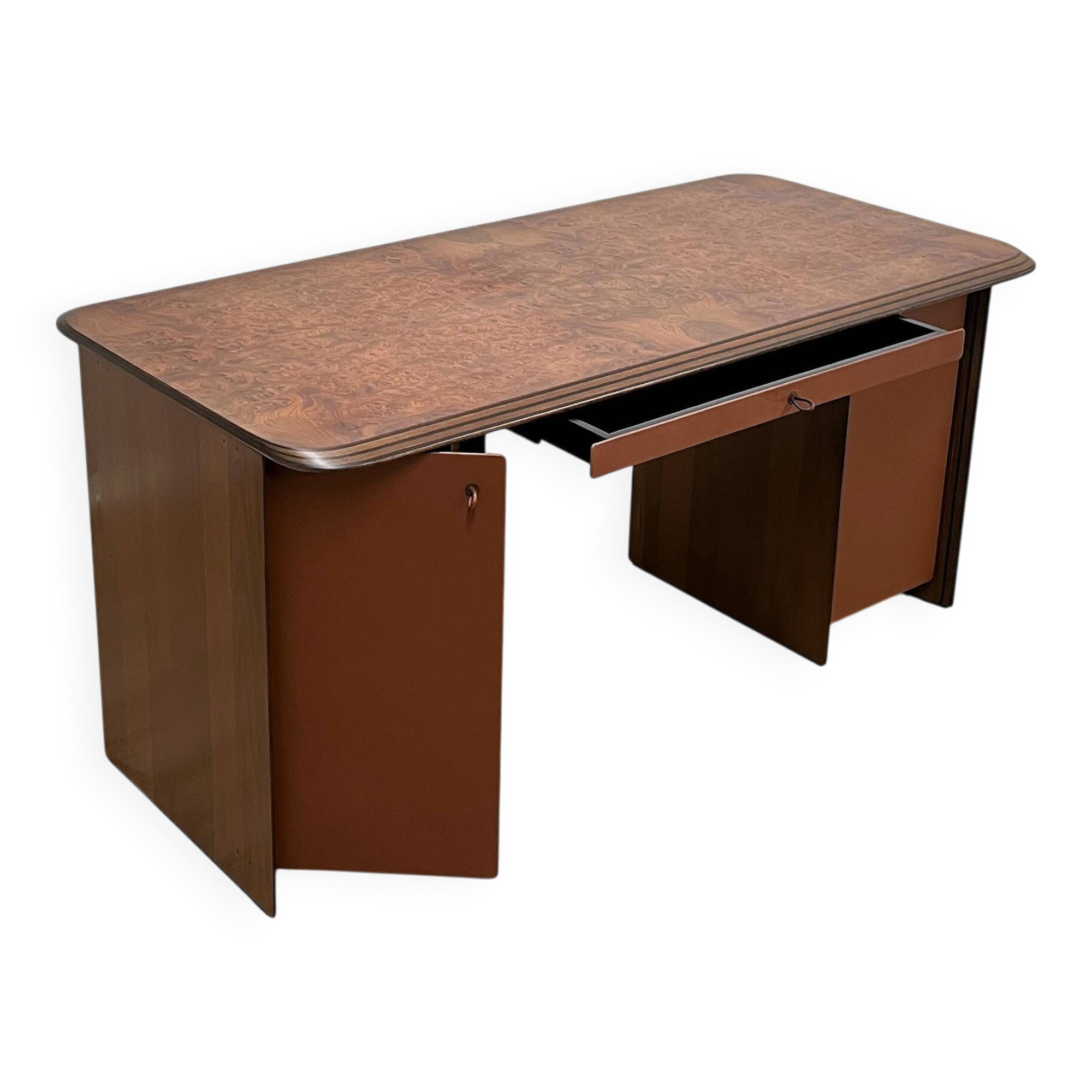 Afra & Tobia Scarpa "Artona" walnut burl Executive Desk for Maxalto 1975