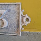 Antique french cast iron house number plate, from around 1900.