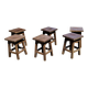 6 rustic brutalist wooden stools