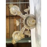 Contemporary Floral Transparent-Gold "Ca' Rezzonico" Murano Glass Wall Sconce