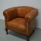Fauteuil Club Vintage en Cuir Couleur Cognac, Pays-Bas