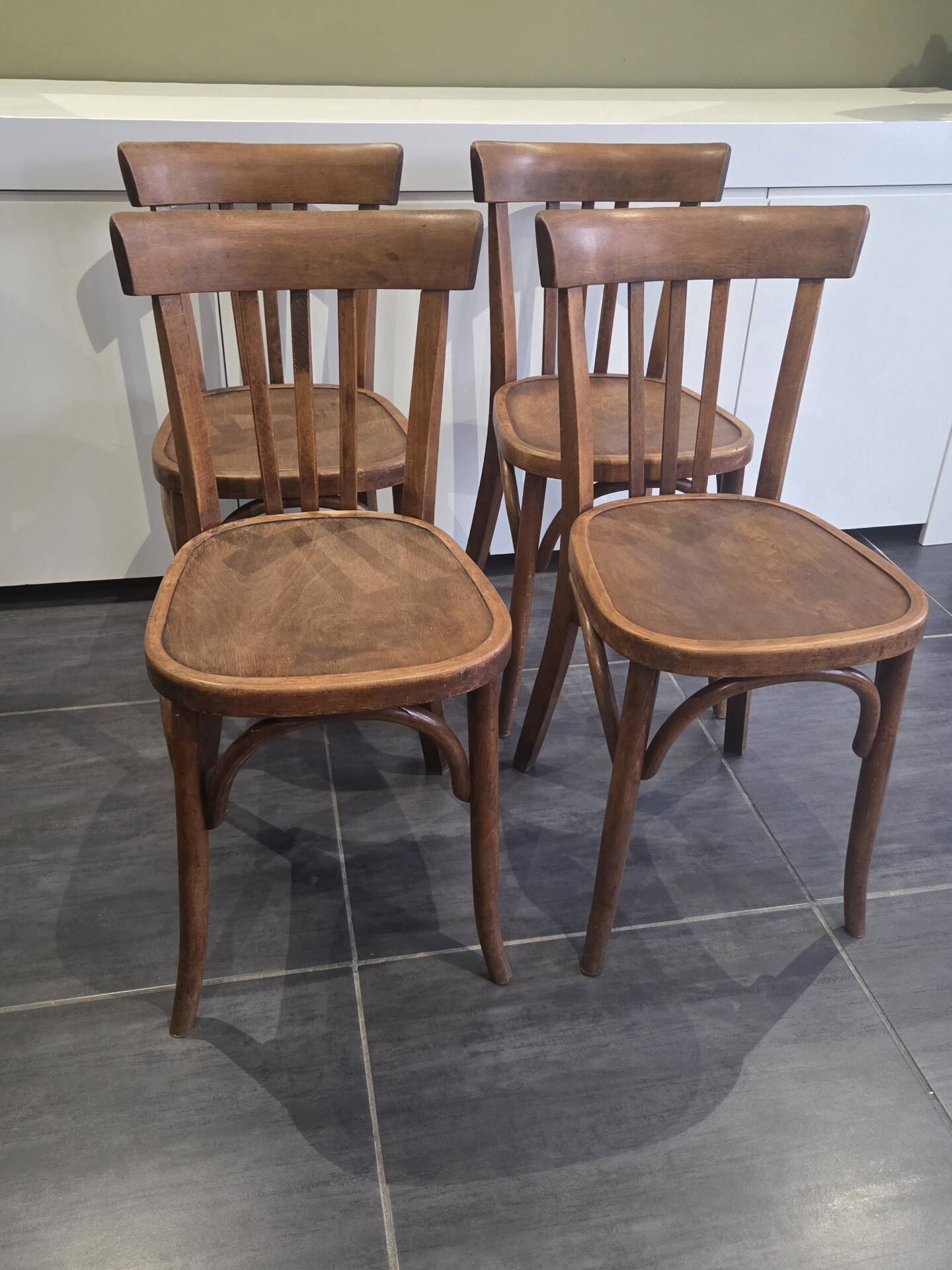 Lot de 4 chaises de bistrot Fischel vintage, années 1970