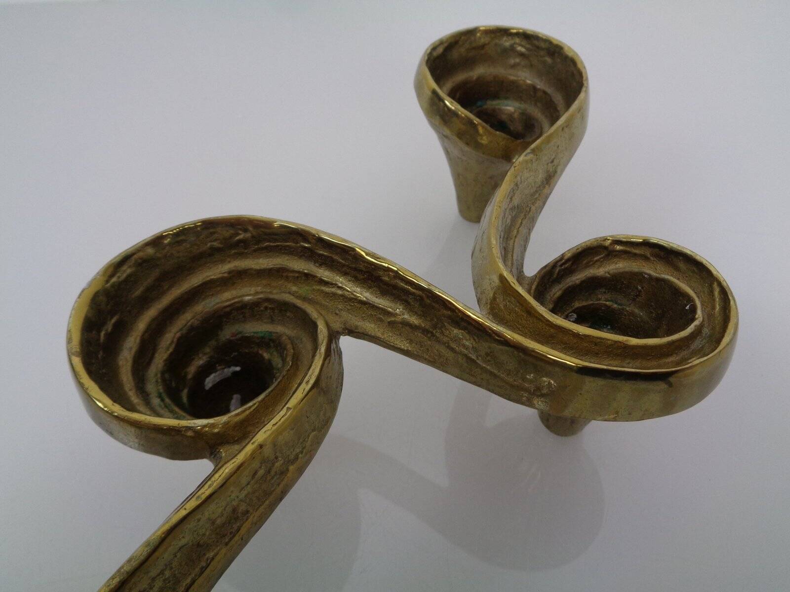 Large Brutalist Bronze Candleholder by Michael Harjes, 1960s