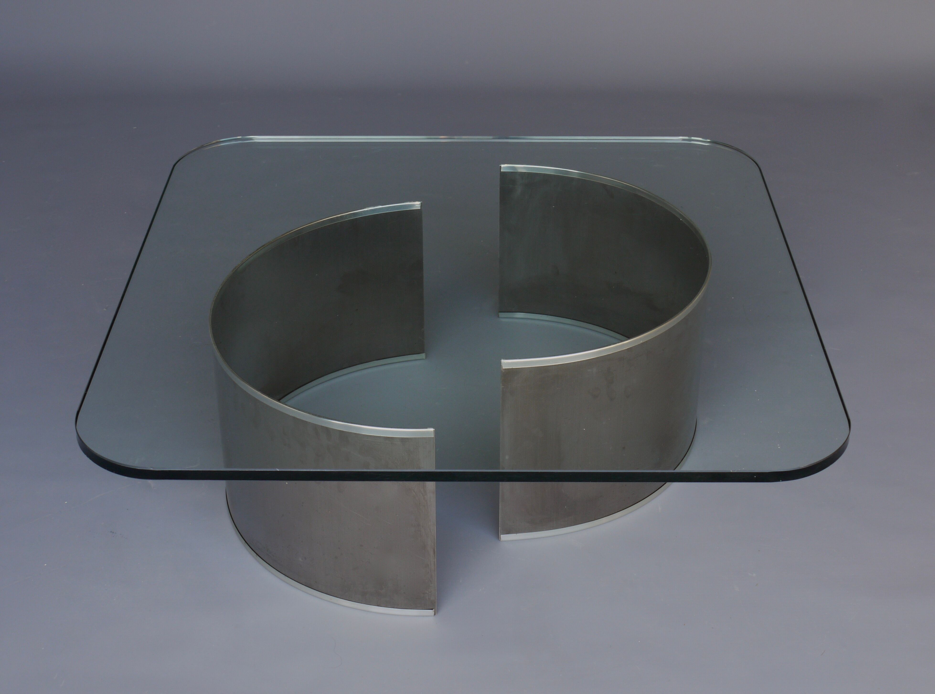 Stainless steel and glass coffee table, 1970s