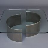 Stainless steel and glass coffee table, 1970s
