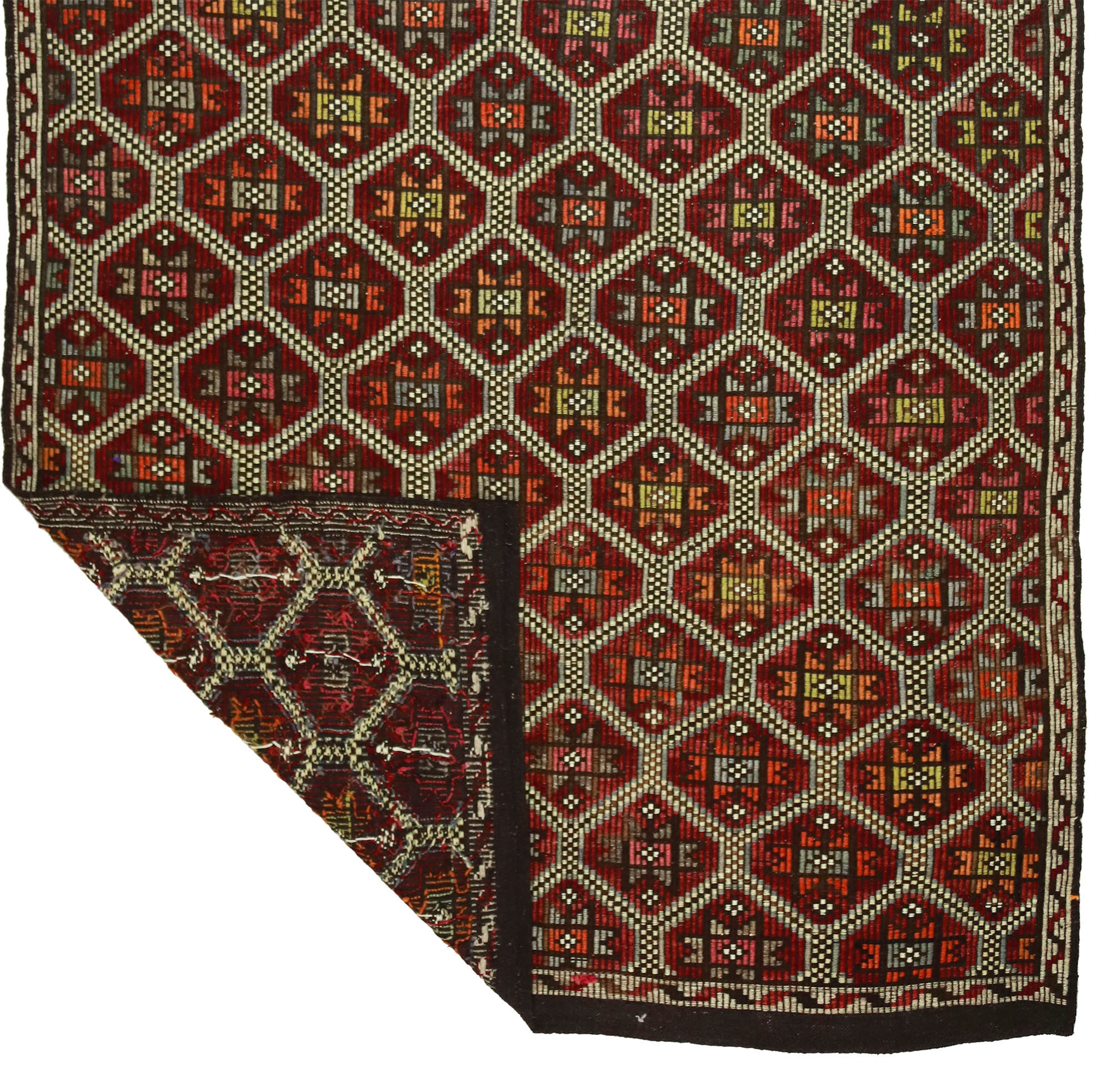 Anatolian handmade kilim rug 295 cm x 182 cm