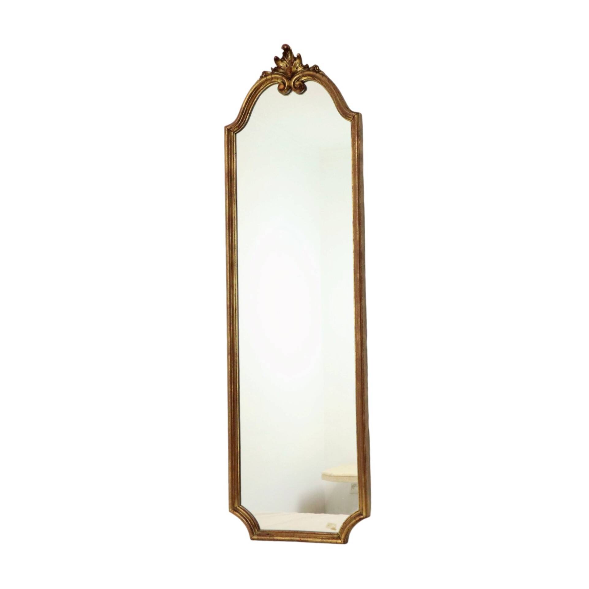 Deknudt Narrow Hall Mirror Gold Gilded Classic Acanthus Crown 138cm