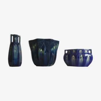 3 blue vases - Lille Fives Marine Anchor