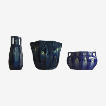 3 vases bleus - Ancre marine Lille Fives