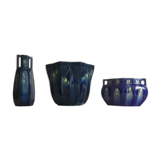 3 blue vases - Lille Fives Marine Anchor