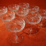 Set of 9 engraved crystal champagne glasses