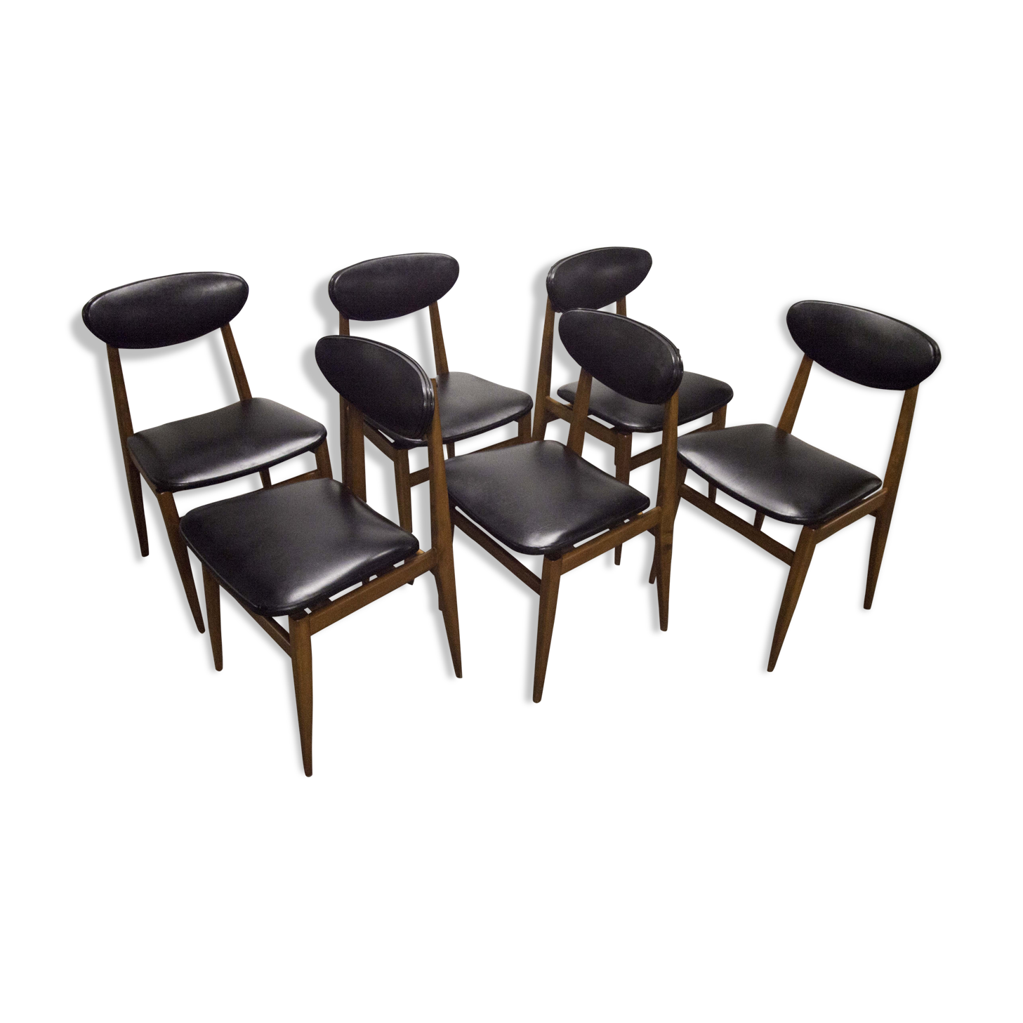 6 Teak chairs with oval back