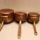 Lot of 3 copper pans No.10 and No.14