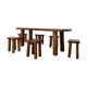 Solid elm dining set including 6 stools France 1970s