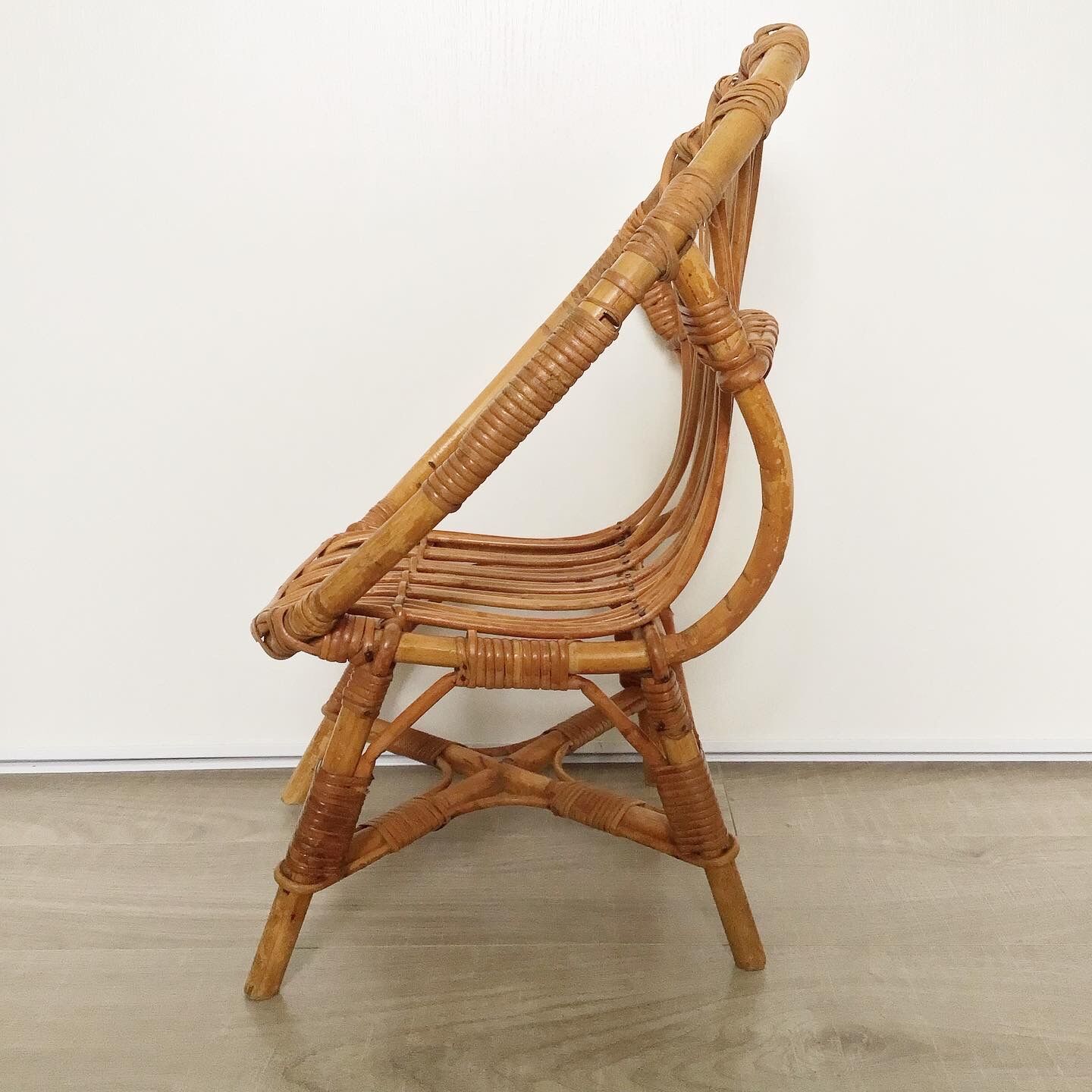 Rattan shell armchair for vintage children