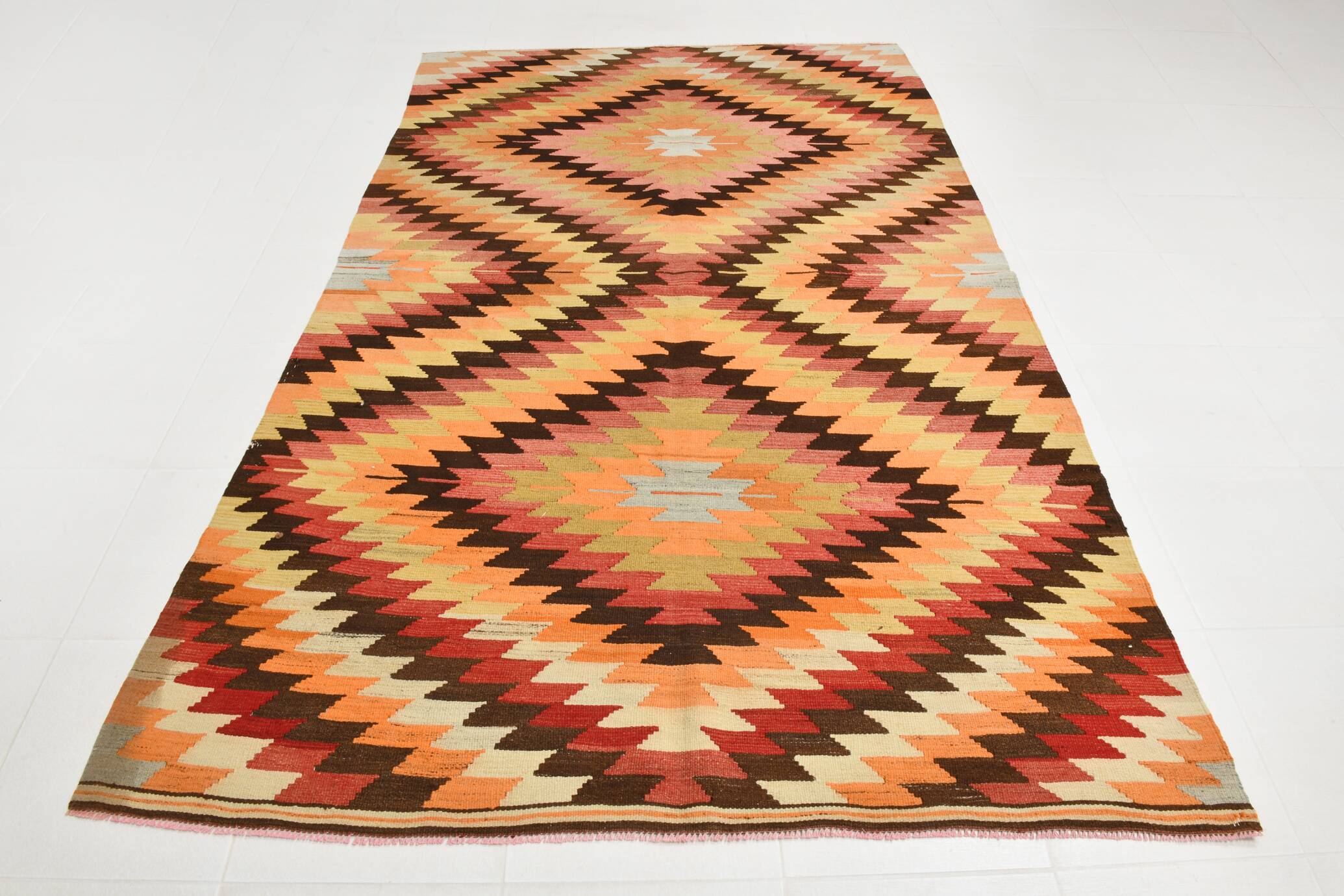 Kilim Turc Vintage en Laine Tissé Main, Tapis Tribal Ancien, 177x291 Cm