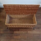 Vintage rattan and metal box