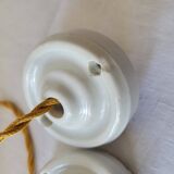 Duo of white opaline pendant lights