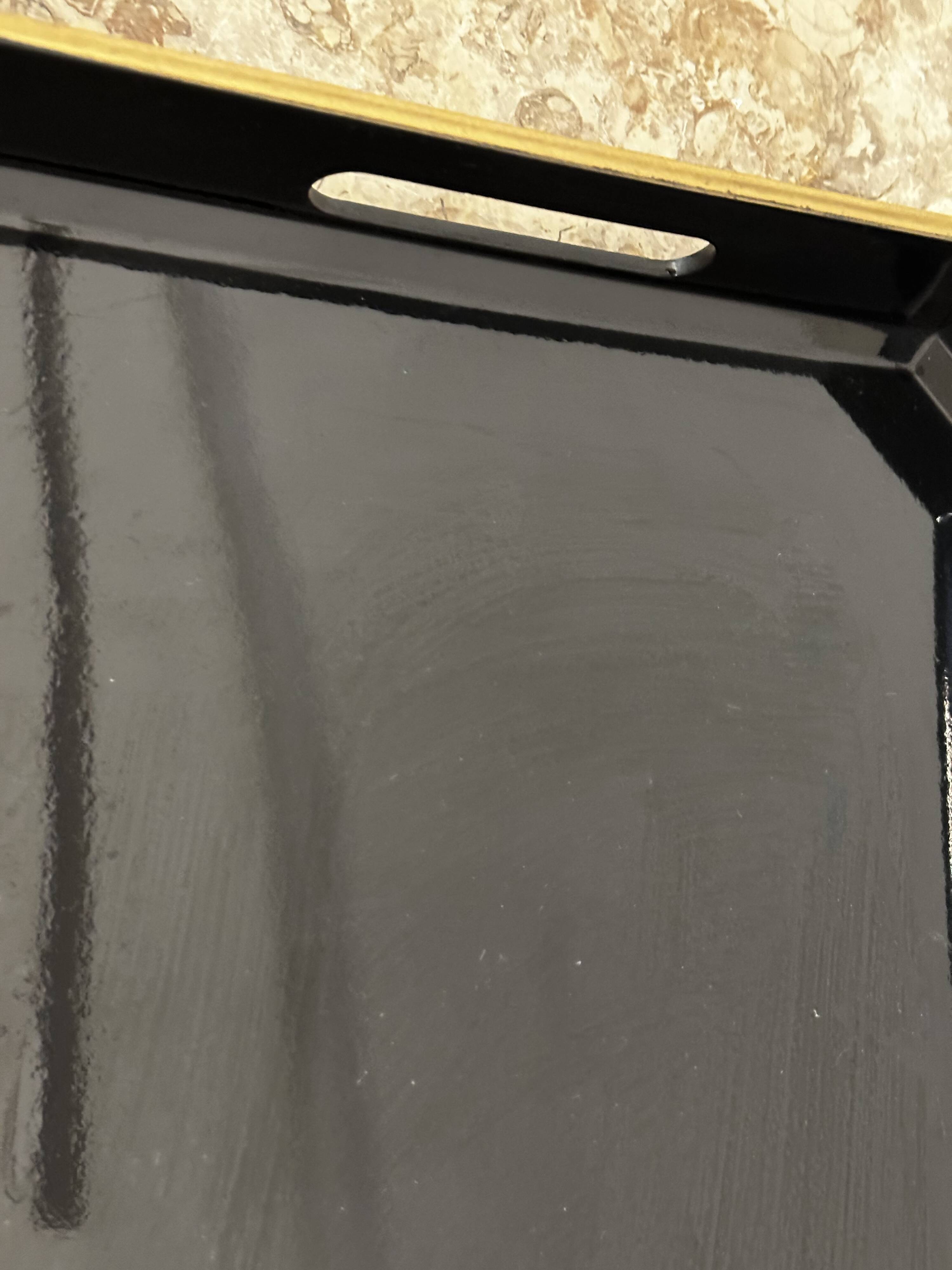 Japanese tray in black and gold lacquered wood