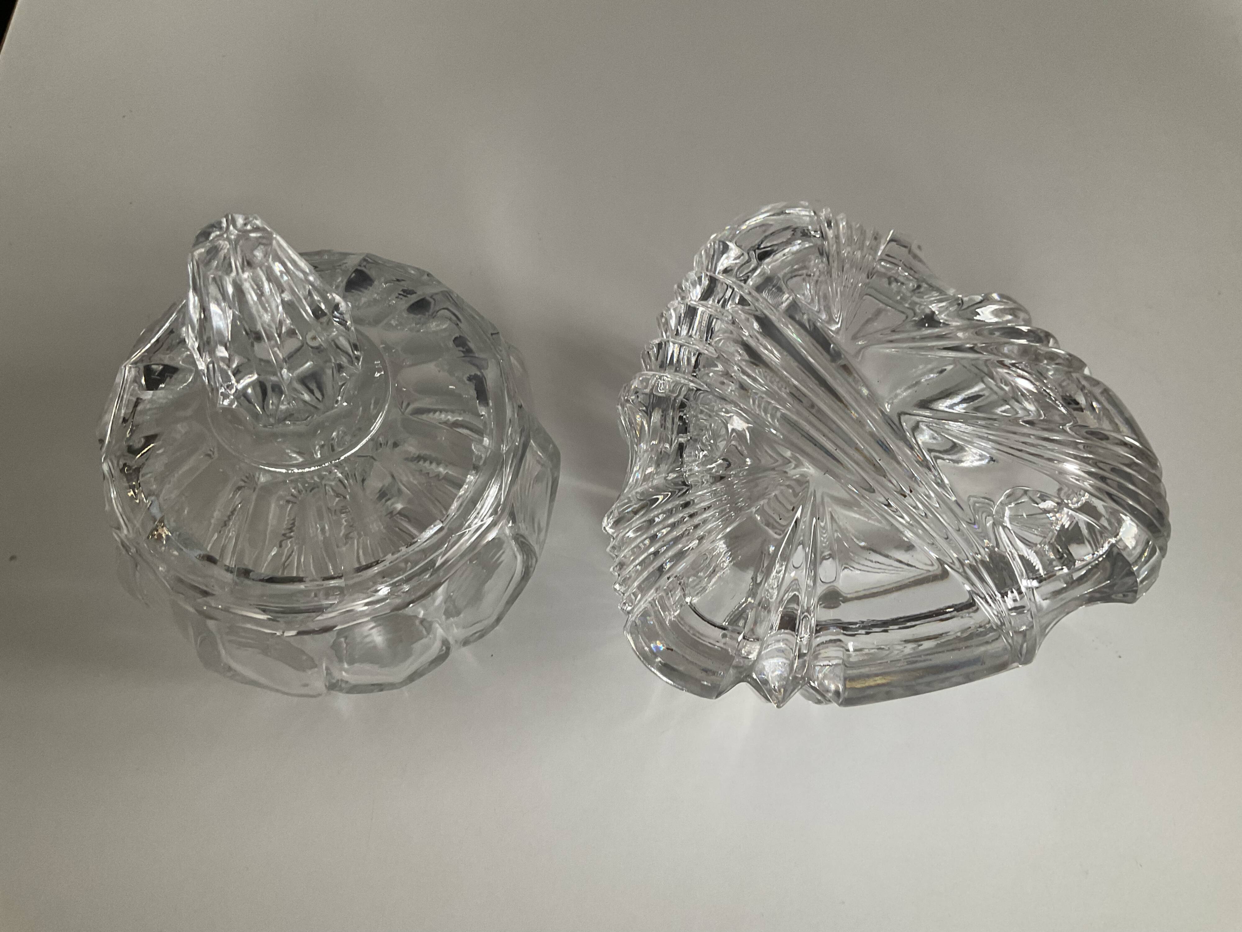 Duo of vintage crystal and glass sweet jars