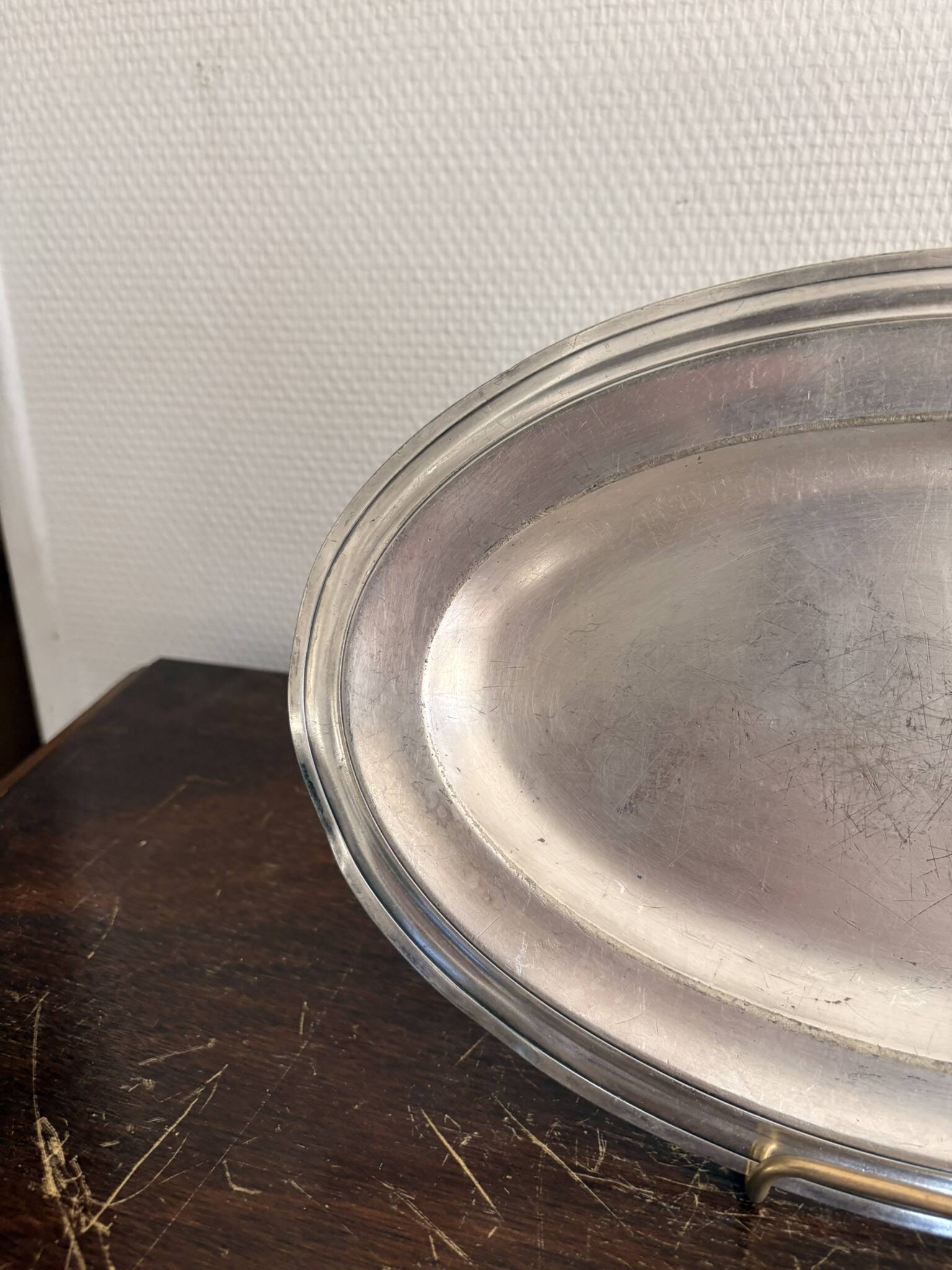 Antique Serving Dish Tray 18th Century Pewter Fondue HO