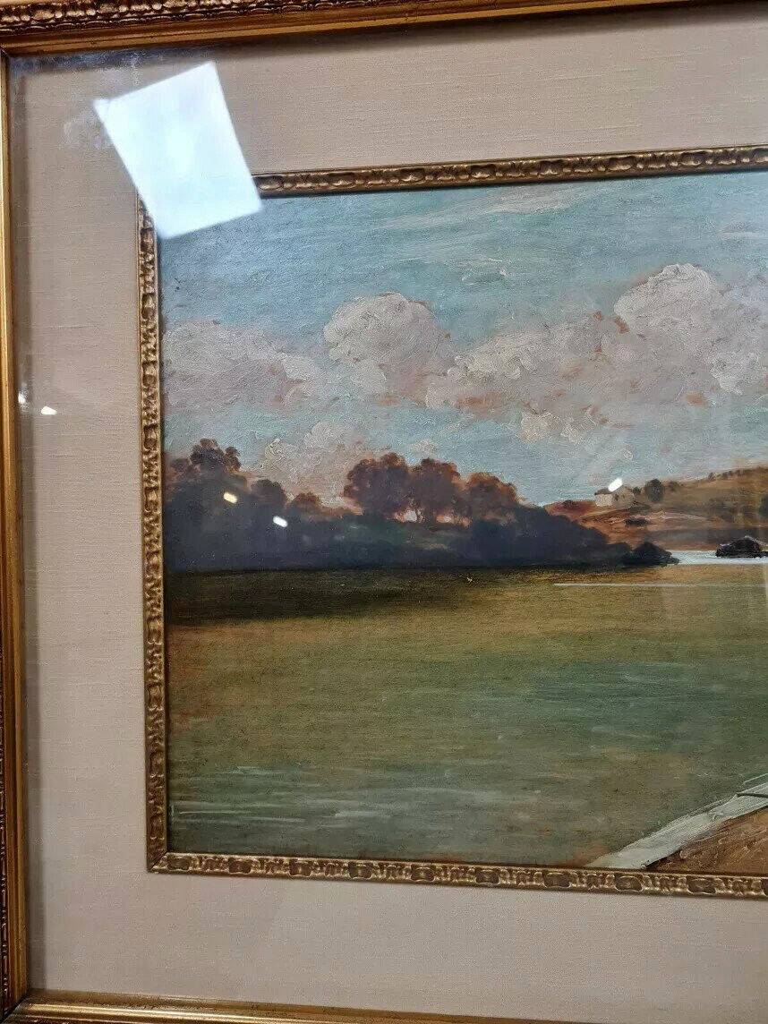 French School around 1900: oil on panel signed / view of the Doria River (Chambéry)