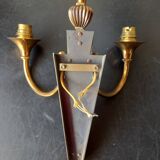 2-light wall light in gold metal, 40s-50s