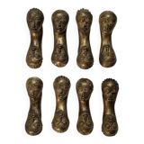 Set of 8 bronze knife holders handcrafted African ethnic tribal art