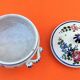 Small broth on pedestal Polychrome earthenware decorated with flower throws...