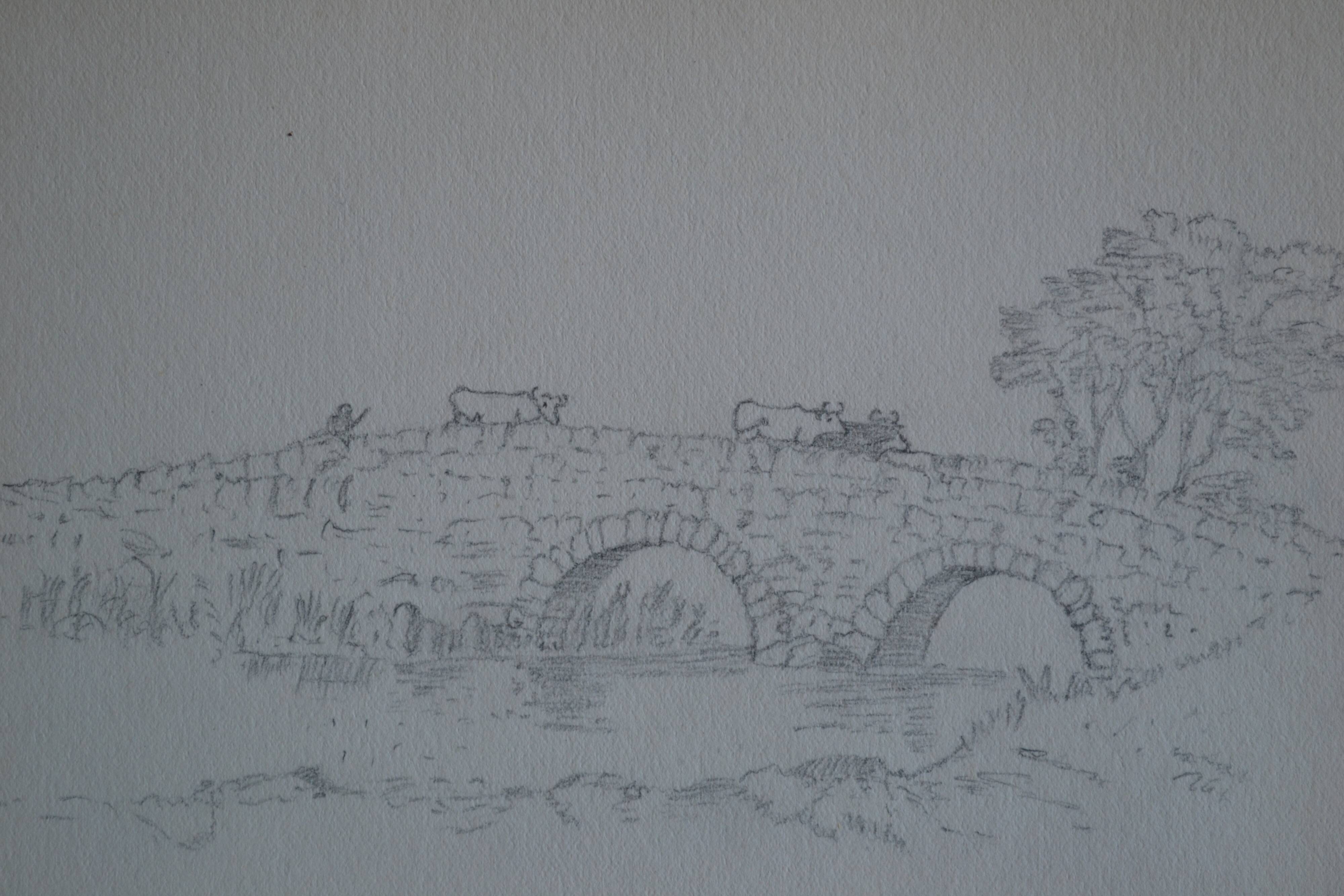 Pencil drawing english countryside circa 1910