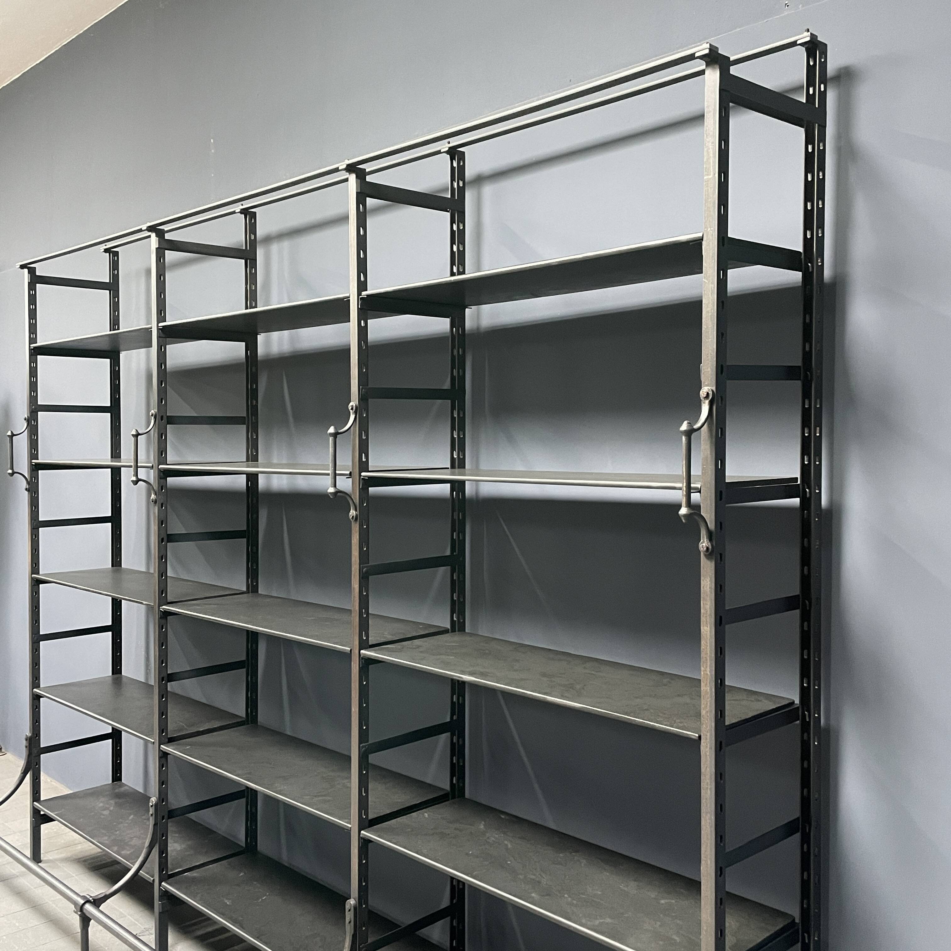 Industrial Iron Library Wall Shelving Cabinet