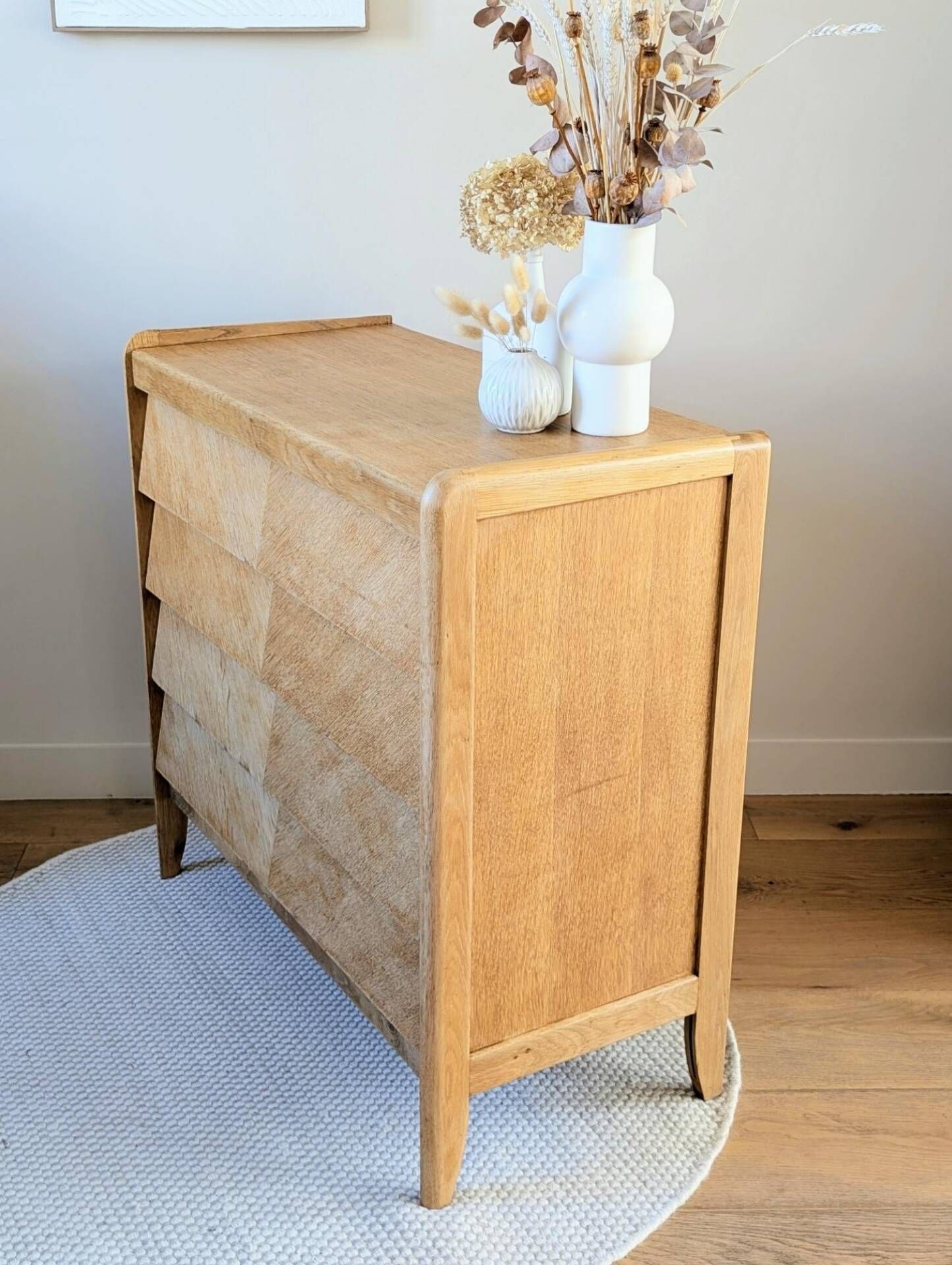 Commode vintage rénovée, années 50 60, chêne blond 