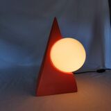Ceramic pyramid lamp, opaline sphere, postmodern, 1970.