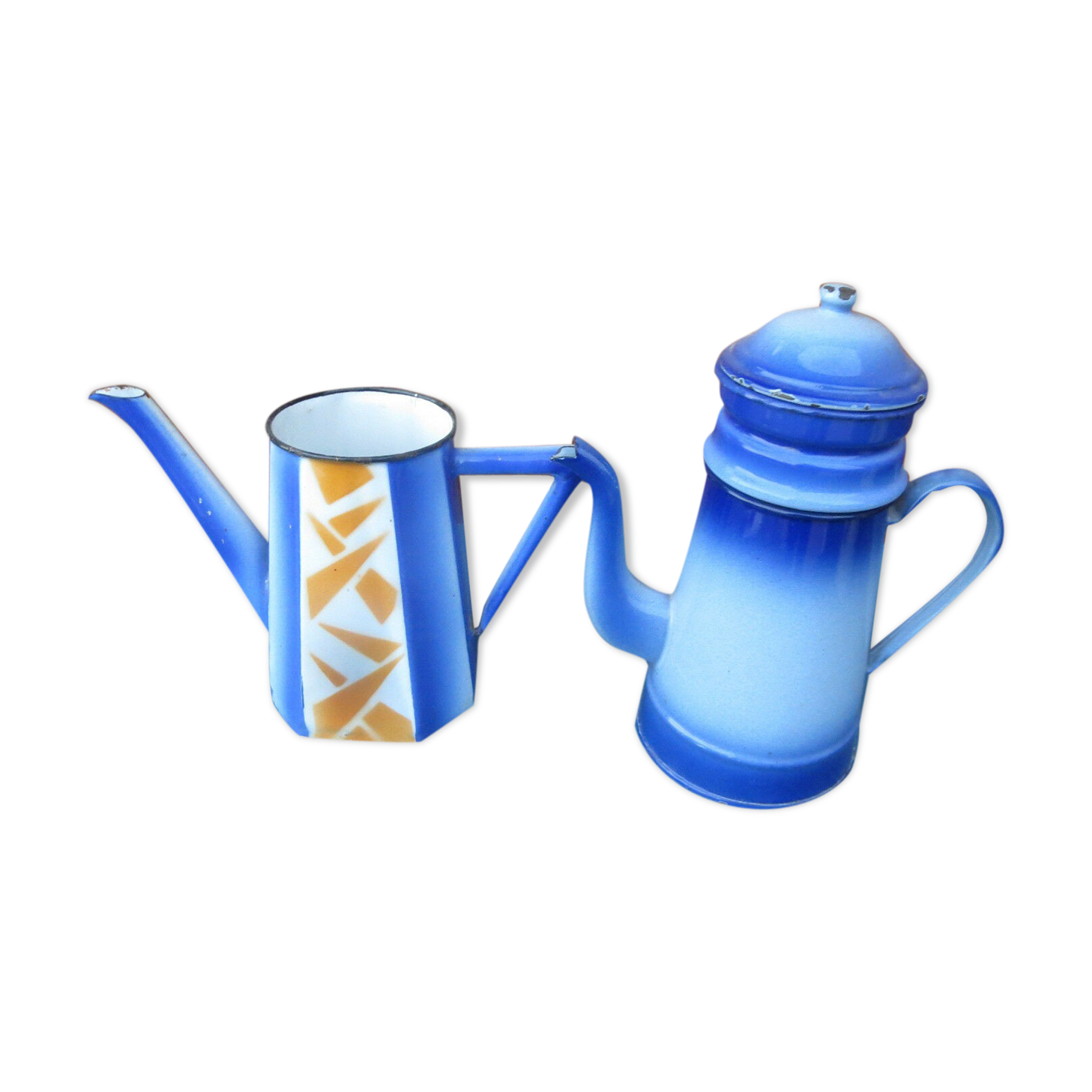 Old enamelled coffee makers old blue vintage kitchen popular art