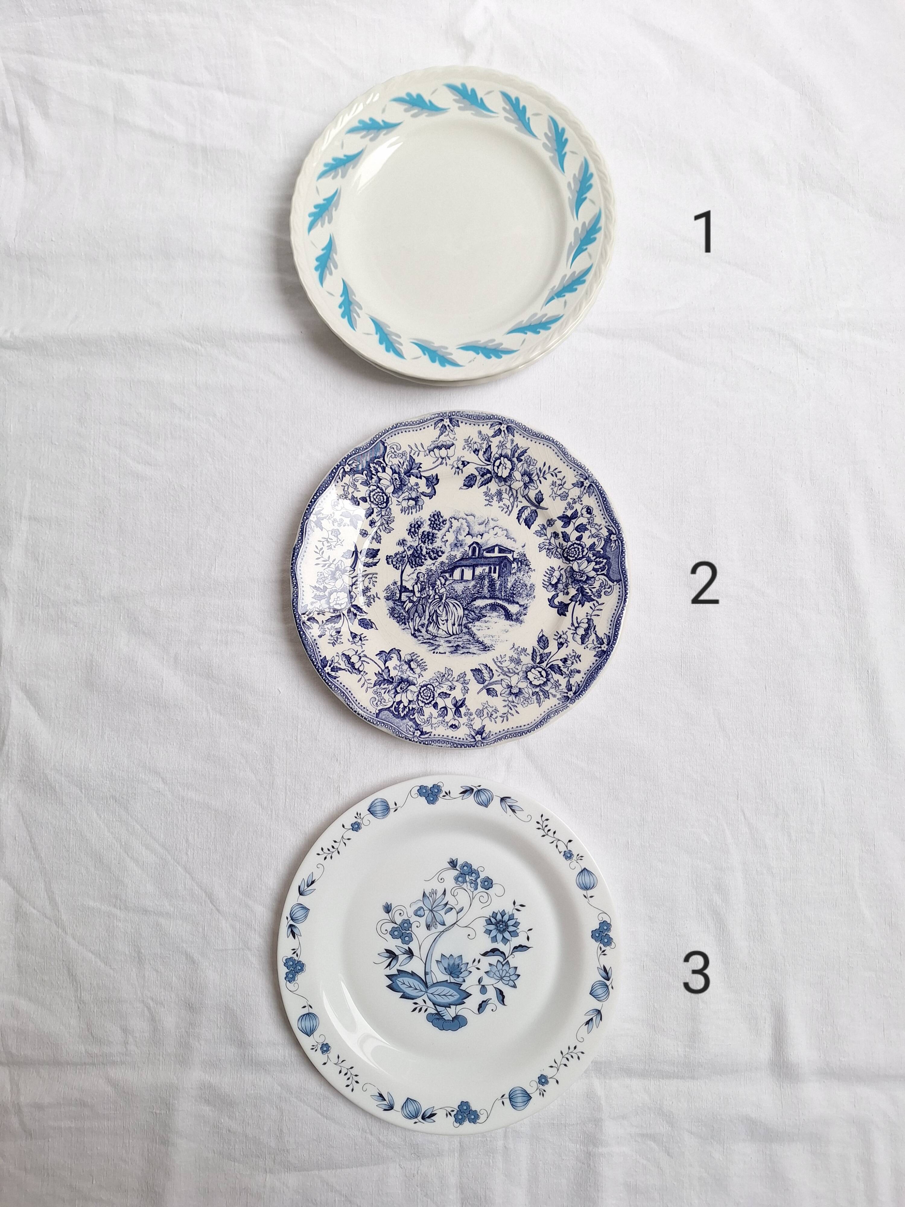 Assiettes plates bleu vintage