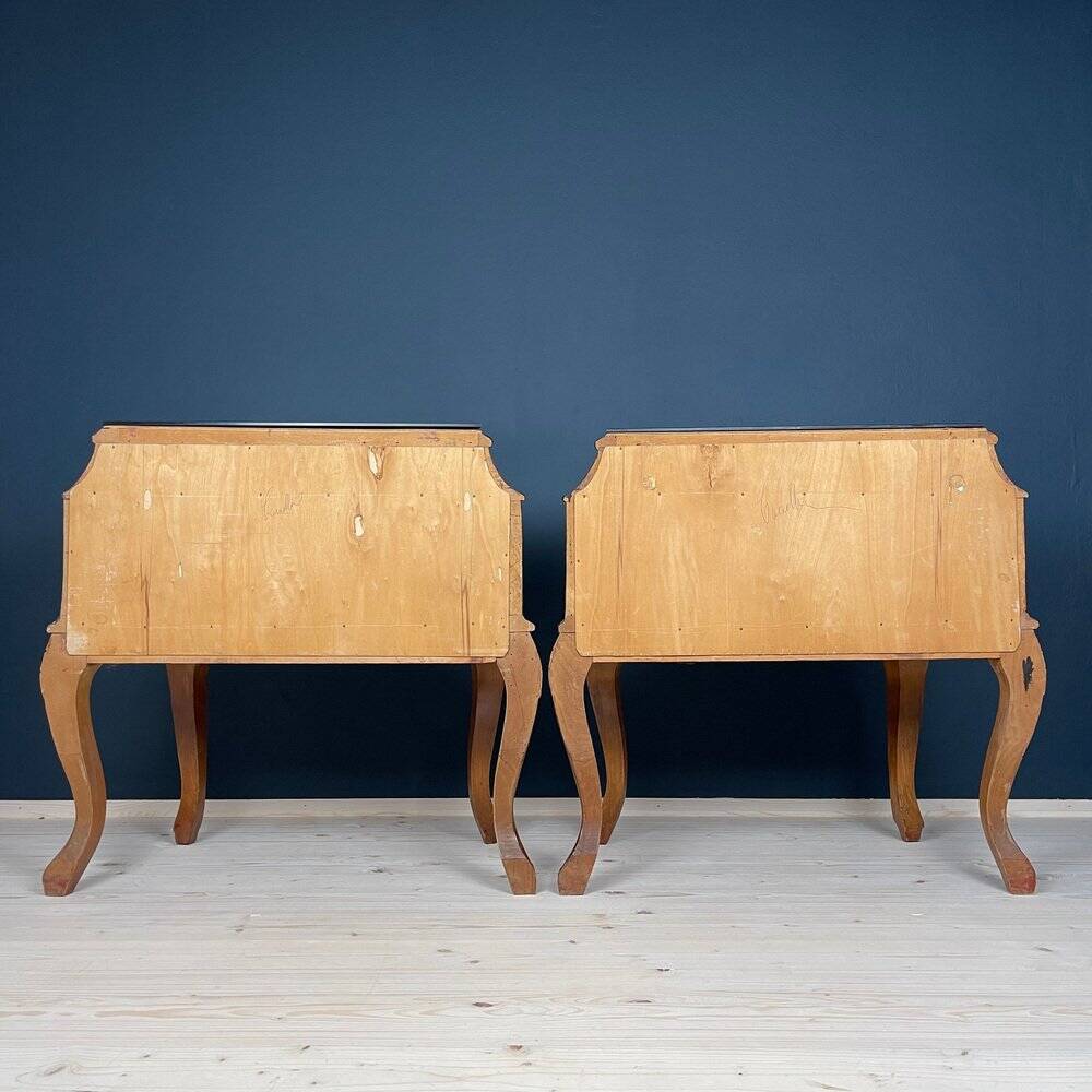 Vintage wooden bedside tables, Italy, 1950s, set of 2