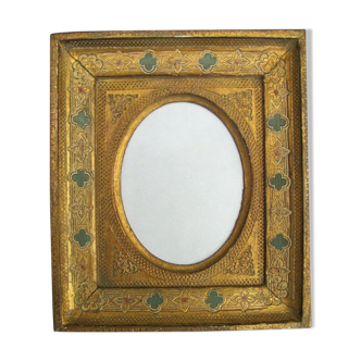 Cadre photo - médaillon - bois doré