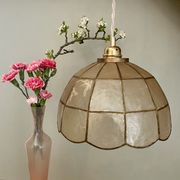 Vintage suspension lamp in mother-of-pearl and brass