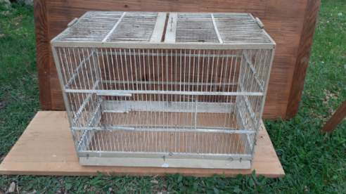 large wooden and iron birdcage 1930s