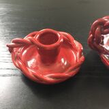 Pair of slip candlesticks