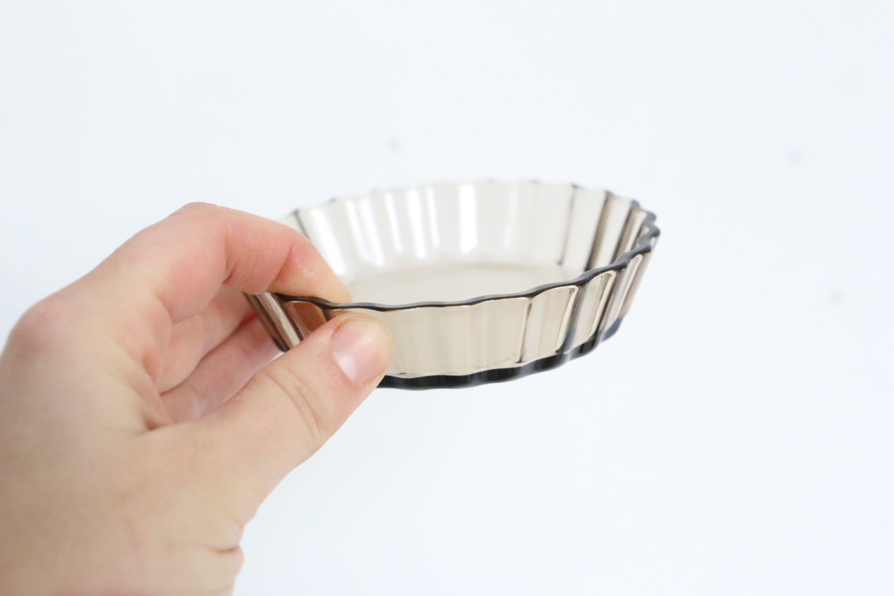6 plats à tartelette, Arcopal, verre fumé, Vintage