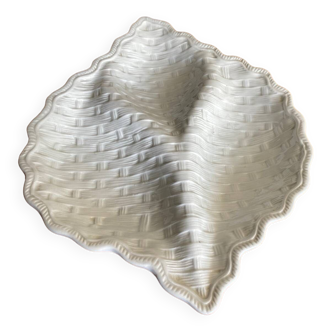 Compartmented ceramic leaf appetizer dish