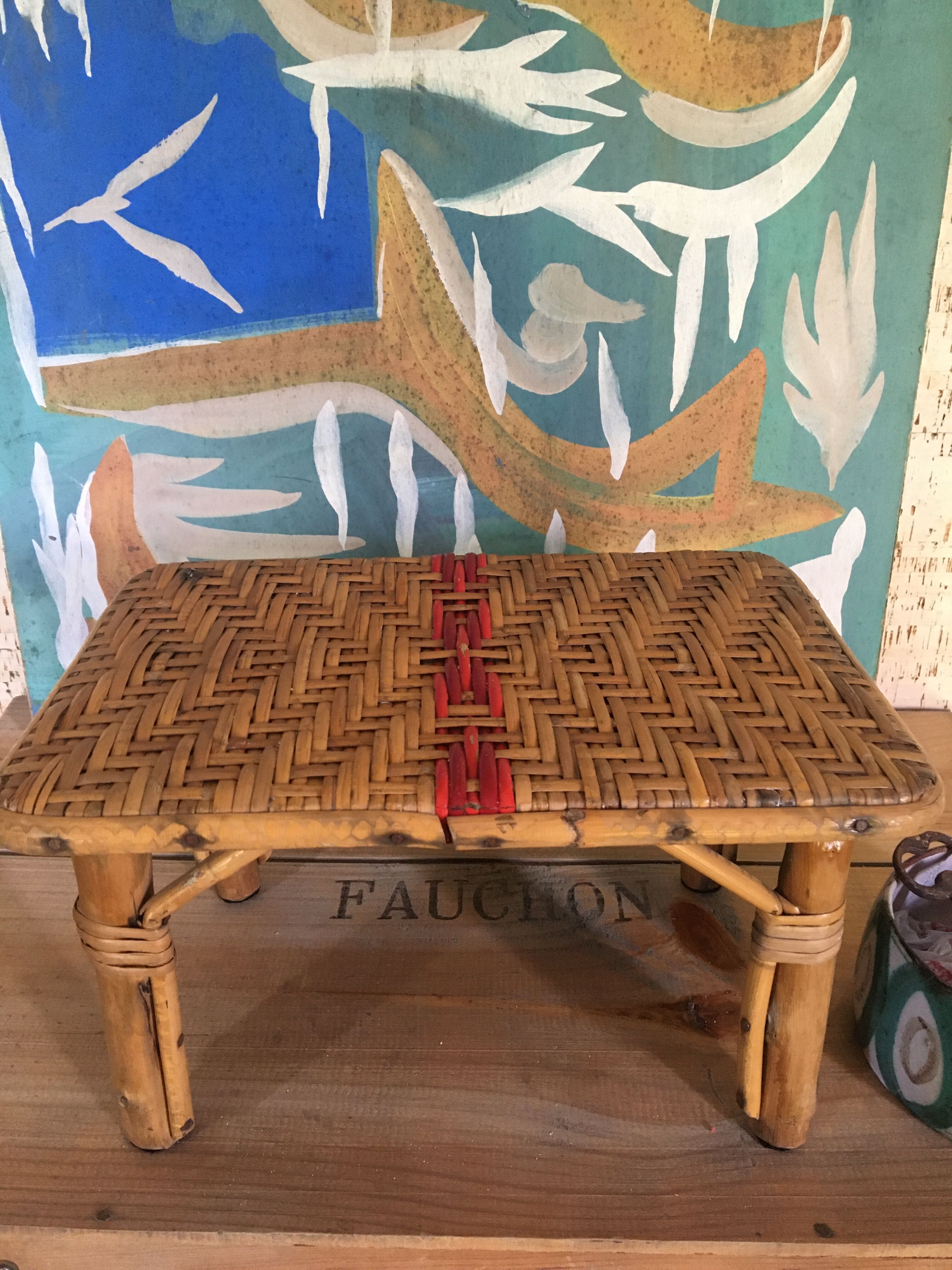 Braided bamboo footrest, early twentieth century