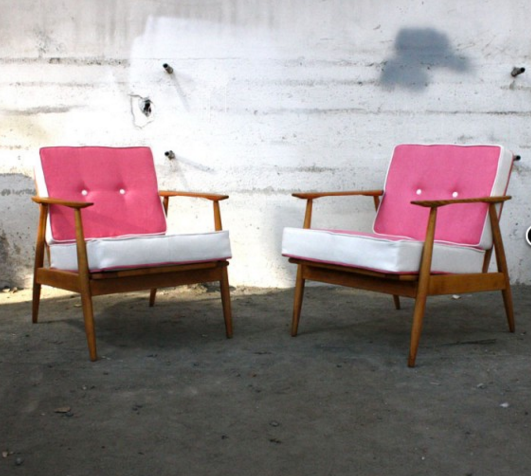 Fauteuil scandinave vintage rose