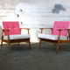 Fauteuil scandinave vintage rose