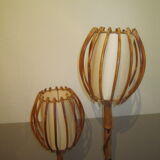 Floor lamp rattan 2 bulbs